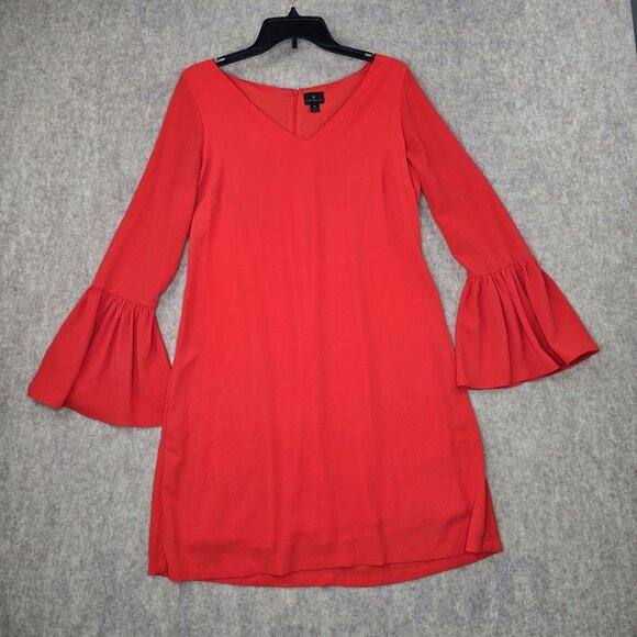 Worthington Red Bell Sleeve Dress Size 8 Polyester Blend - Picture 1 of 9